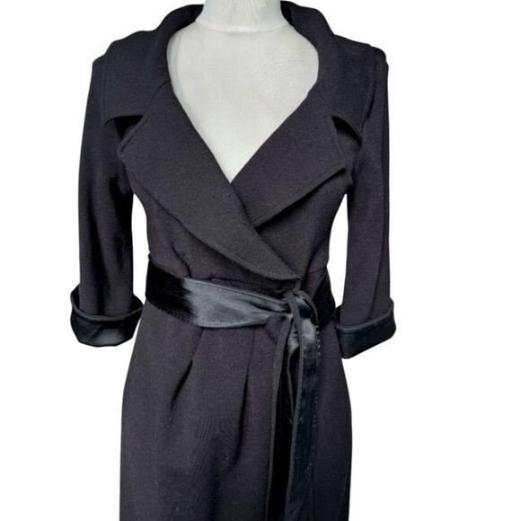 DVF Black Wool Blend Black Wrap Dress KNEE LENGTH XS - Picture 2 of 7